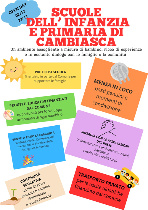 OPEN - DAY SCUOLE COMUNALI
Iscrizione A.S. 2025/26
